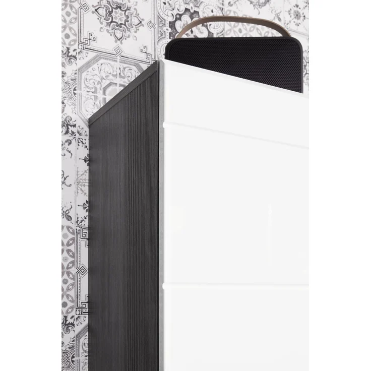 Badmöbel Kommode Set One Hochglanz weiß und Sardegna grau 37x80 cm – Bild 8