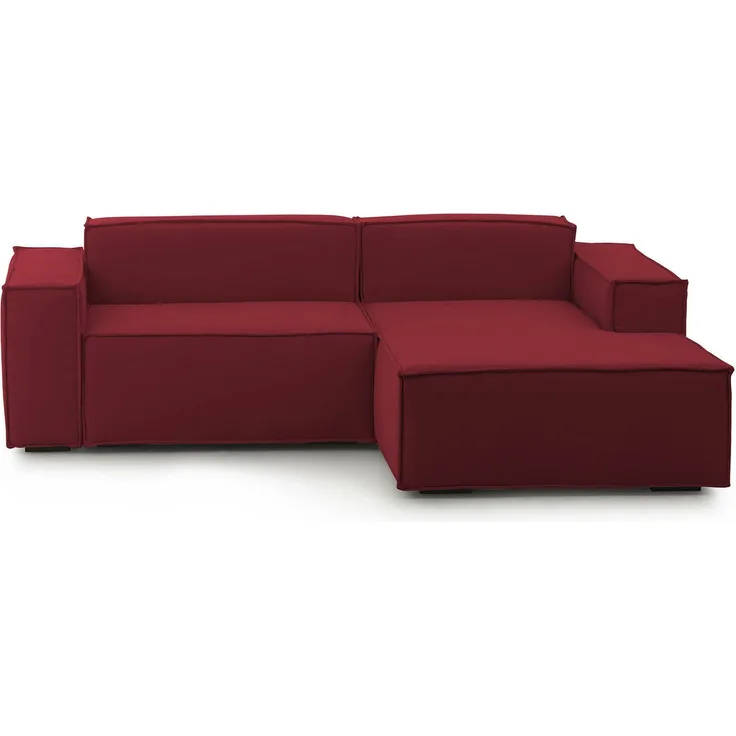Dmora Sofa mit Halbinsel Ameli, modulares Sofa mit rechter Chaiselongue, modernes Stoffsofa, 100 % Made in Italy, 240 x 170 x 70 cm, Rot