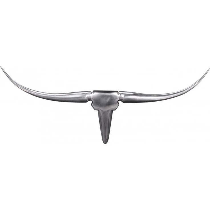 Wanddekoration Bull Geweih S 74cm Aluminium Silber – Bild 1