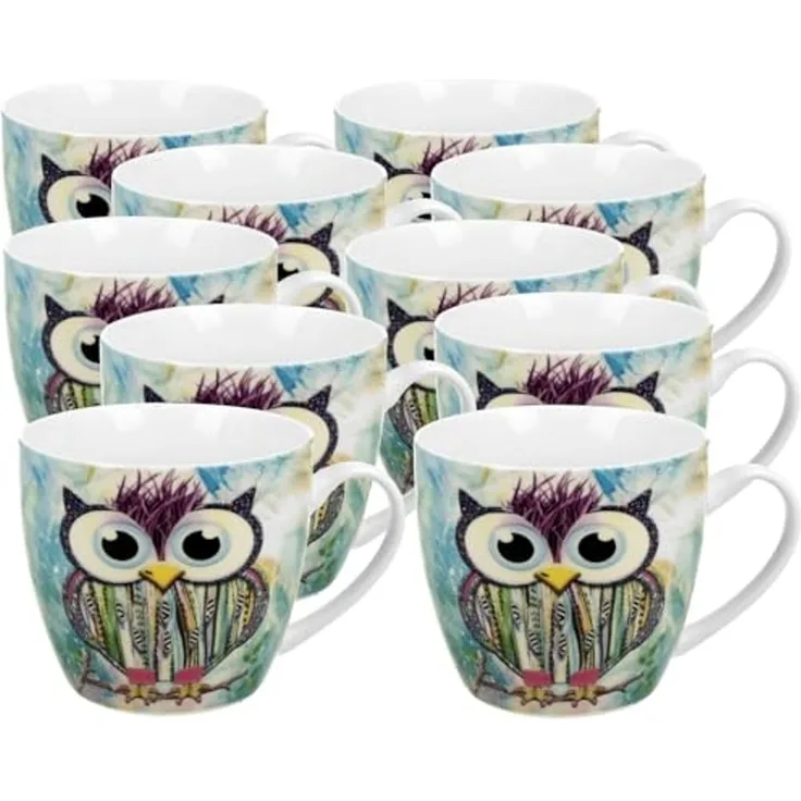 DUO ANIMALS Becher 460 ml FUNKY OWL in Tragetasche, New Bone China Porzellan