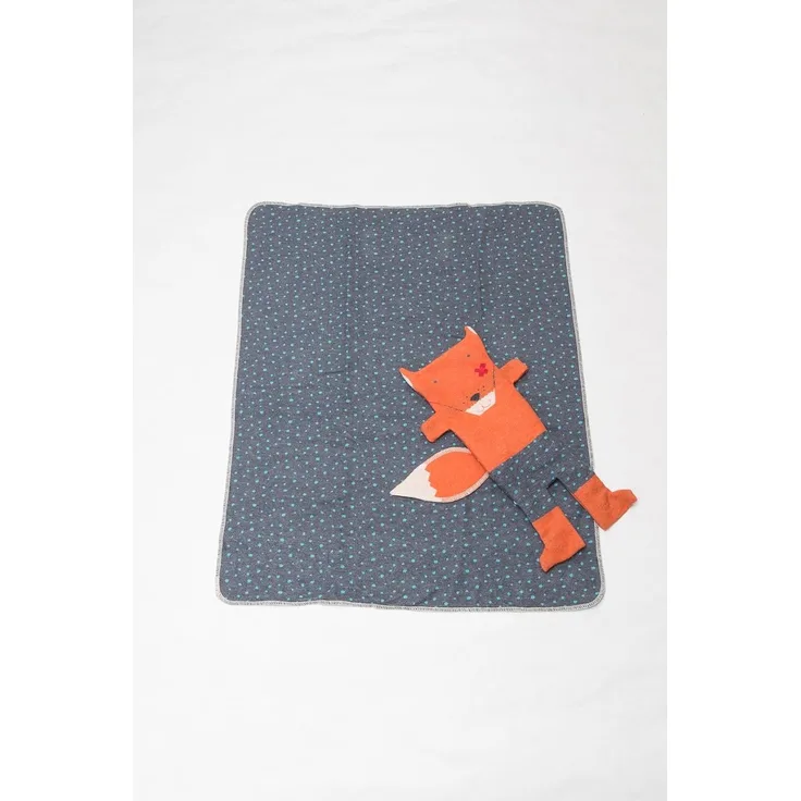 Decke Baumwolle/Flanell in Puppe KiDs Fuchs 90x70 cm Kupfer