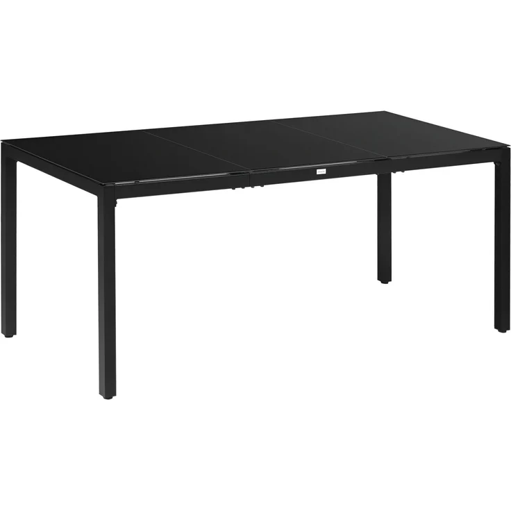 Rechteckiger Gartentisch für 8 Personen mit Tischplatte aus gehärtetem Glas und schwarzem Aluminiumrahmen – Bild 1