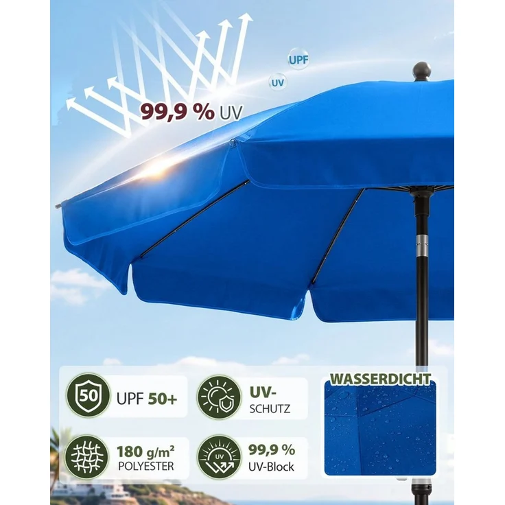SUNULA Sonnenschirm 180 cm Balkon Balkonschirm mit Schutzhülle Gartenschirm mit Knickbar, Gartenschirm Höhenverstellbarem, UPF 50+ UV-Schutz – Bild 4