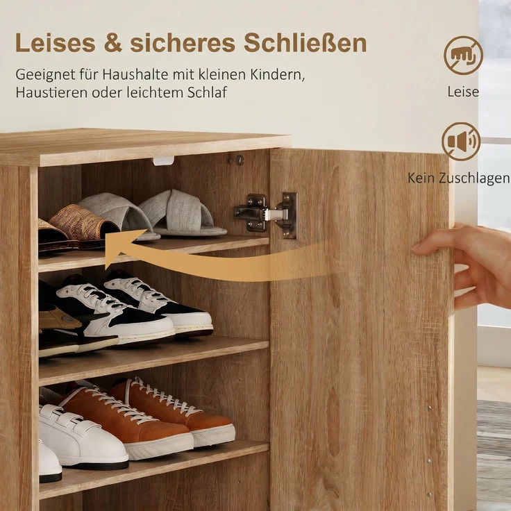 HOMCOM Schuhschrank, Spanplatte, Naturholz, 55L x 35B x 108H cm – Bild 6