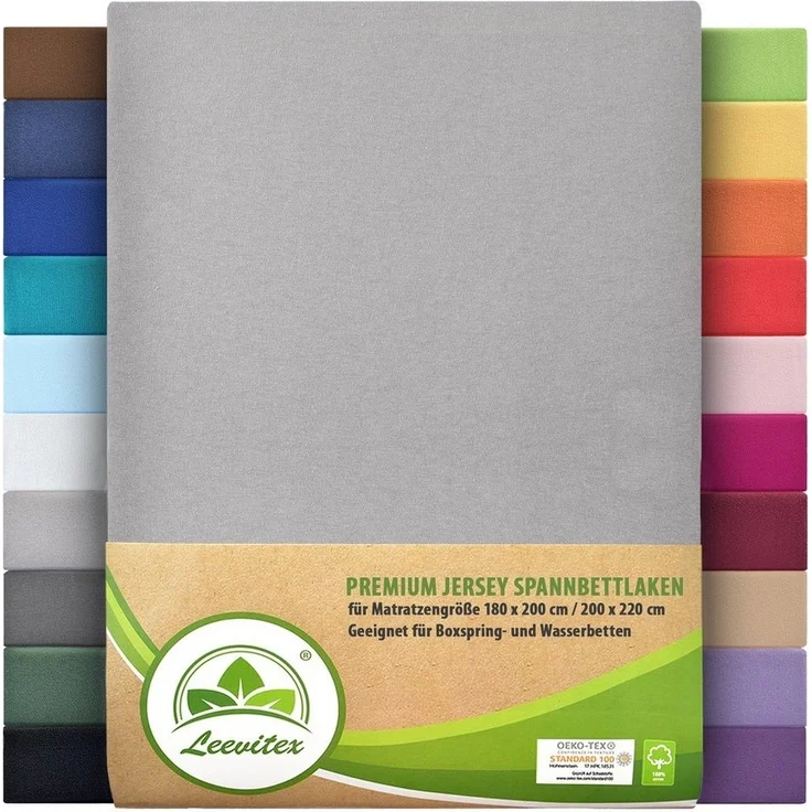 leevitex® Spannbettlaken Premium 195, Gummizug: Rundum, blickdicht, Anti-Pilling, 97% Baumwolle, 3% Elasthan, 40 cm Steg – Bild 5