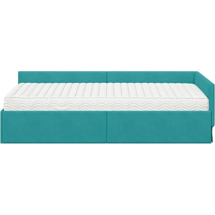 vidaXL Eckbettgestell mit Matratze Sonstiges 2 pcs Türkis Samt 3393652 – Bild 5