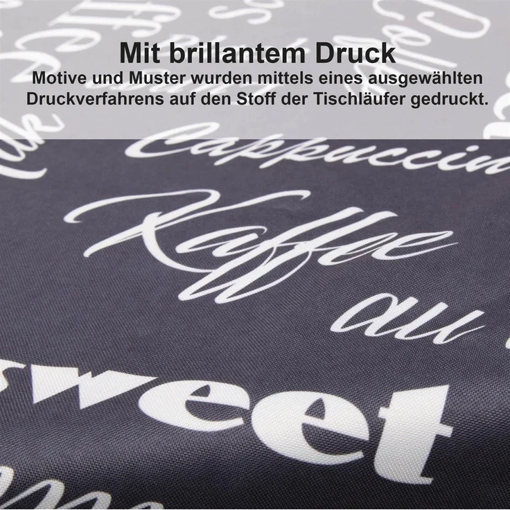 Tischdecke Sommer mit brillantem Druck ( Tischläufer 160x40cm ) "Coffee" Frühling Tischdekoration für den Esstisch - ÖKO Tex Standard 100 - Unterlage – Bild 4