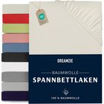 Dreamzie - Spannbettlaken 200x200 cm - Baumwolle Oeko Tex Zertifiziert - Beige - 100% Jersey Spannbetttuch 200x200