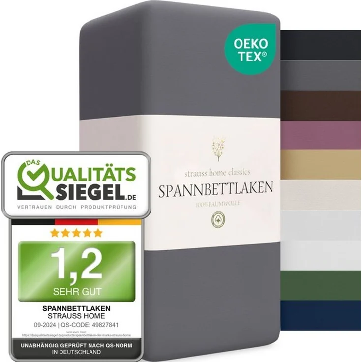 Strauss Home Spannbettlaken Premium, Gummizug: Rundumgummi, 150gr/m2 Premium Jersey 100% Baumwolle – Bild 4