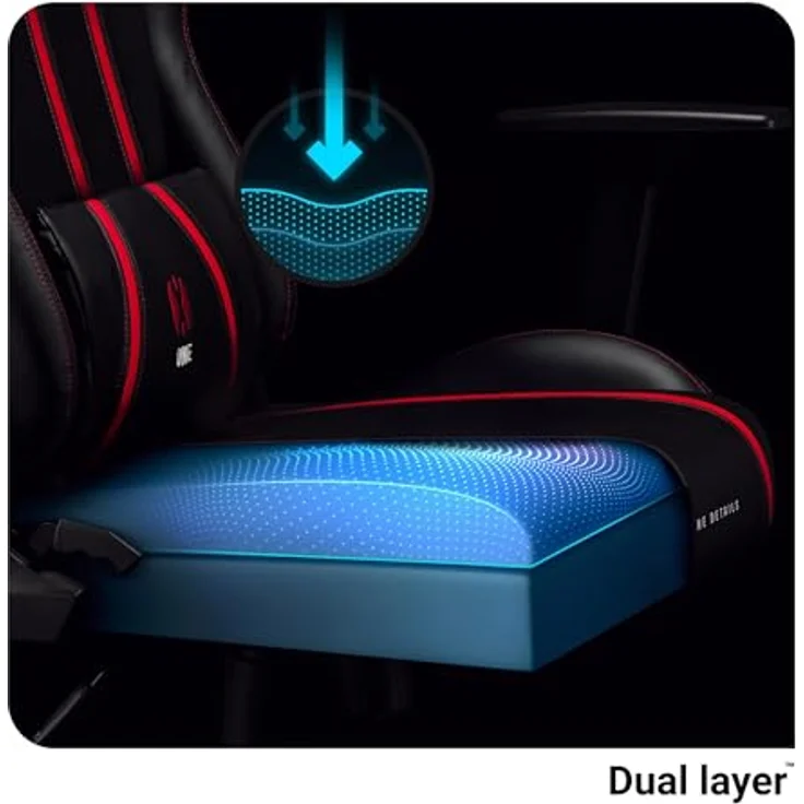 Diablo Chairs Gaming-Stuhl X-One 2.0 Kleiner Drehstuhl Ergonomischer Stuhl Mit Kopfstütze Und Lendenkissen Öko-Leder HDS Tilttech System HR-Schaumfüllung 64 x 33 x 120 cm Schwarz-Rot – Bild 10