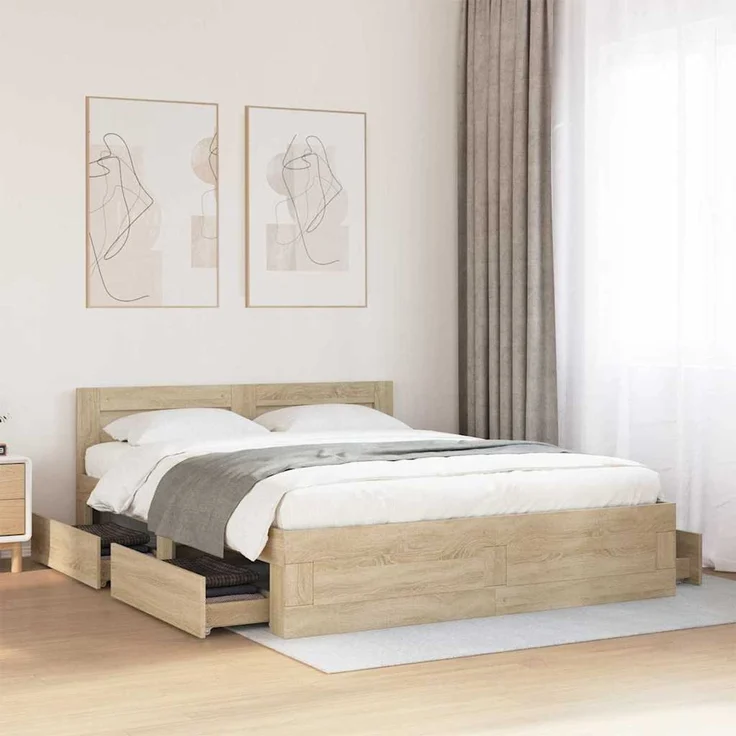 vidaXL Bettrahmen 2 stk. Sonoma 153 x 203 cm Holzwerkstoff 3402855 – Bild 1