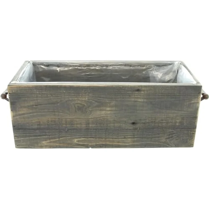 Dekoleidenschaft Blumenkasten "Grey" aus recyceltem Holz, grau gekalkt, Pflanzkasten 40x18x15 cm, im Antik Look, Pflanzbox, Balkonkasten, Blumentopf, Pflanztopf – Bild 2