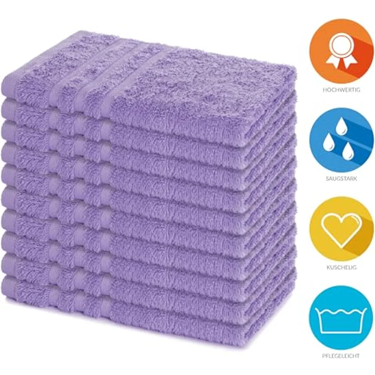 Lavea Gästehandtücher 30x50 cm, 10er Set Gästehandtuch, Elena-Frottee Handtuch, Gästetuch, (Set, 10-St), 500 g/m² Frottier, weich & saugstark, pflegeleicht – Bild 2