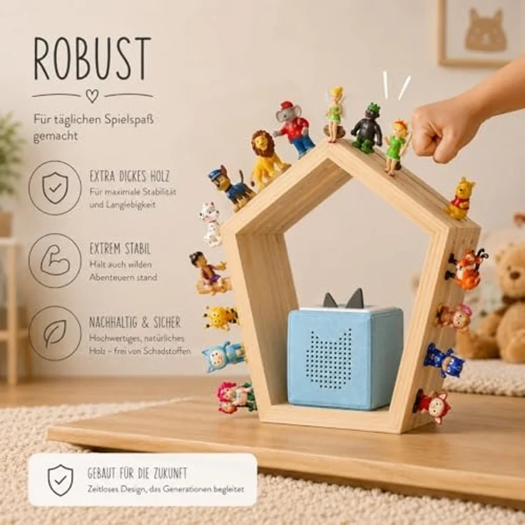 Baby Vivo Regal für Toniebox mit magnetischer Aufbewahrung für über 68 Tonies - Fünfeck – Bild 6