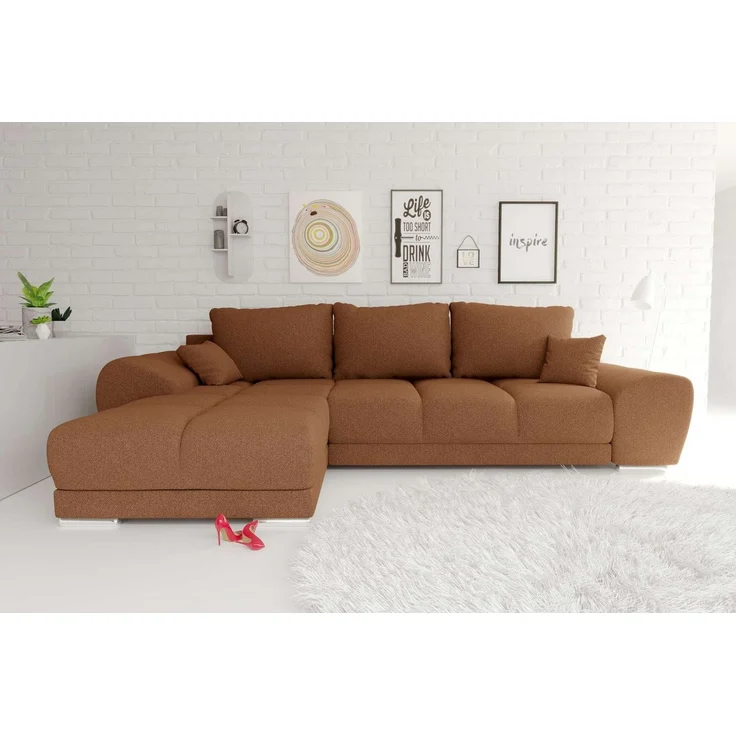 99rooms Antalya Ecksofa Strukturstoff NEVE Rostfarben Links mit Schlaffunktion – Bild 5