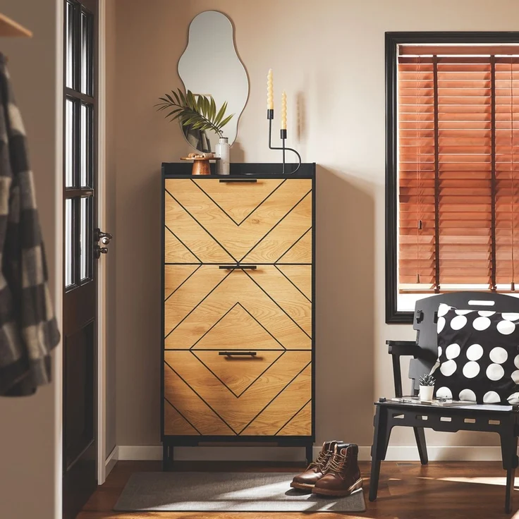 SoBuy FSR164-SCH Schuhschrank, MDF, PVC-Furnier, Helle Eiche, 62 x 125 x 59 cm – Bild 2