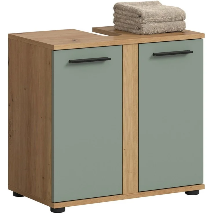 welltime Waschbeckenunterschrank LUCCA, Breite 60cm, 2 Türen, 2 Fächer,mit Siphonausschnitt – Bild 3