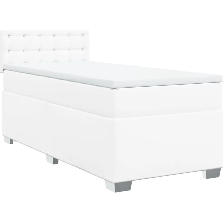 vidaXL Boxspringbett mit Matratze Weiß 100x200 cm Kunstleder 3288409 – Bild 3