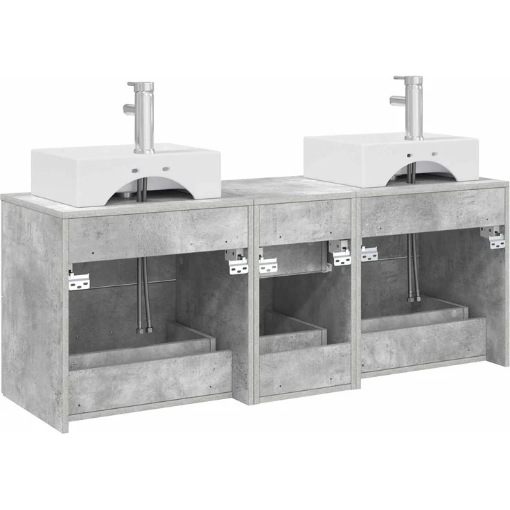 vidaXL Badezimmerschrank-Set 3 stk. Betongrau 129 x 41 x 79,5 cm 3405846 – Bild 7