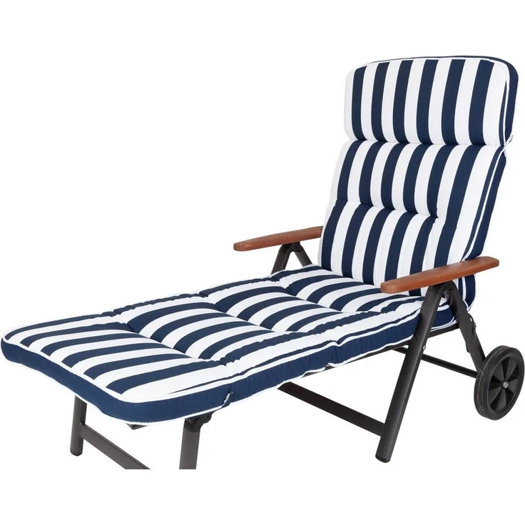 KETTtex Liegenauflage Rollliege Alicante 2155 extrabreit blau-weiß Blockstreifen 200x65x9 cm, (1 St), Halteband verstellbar mit Bindebändern Klettband – Bild 1