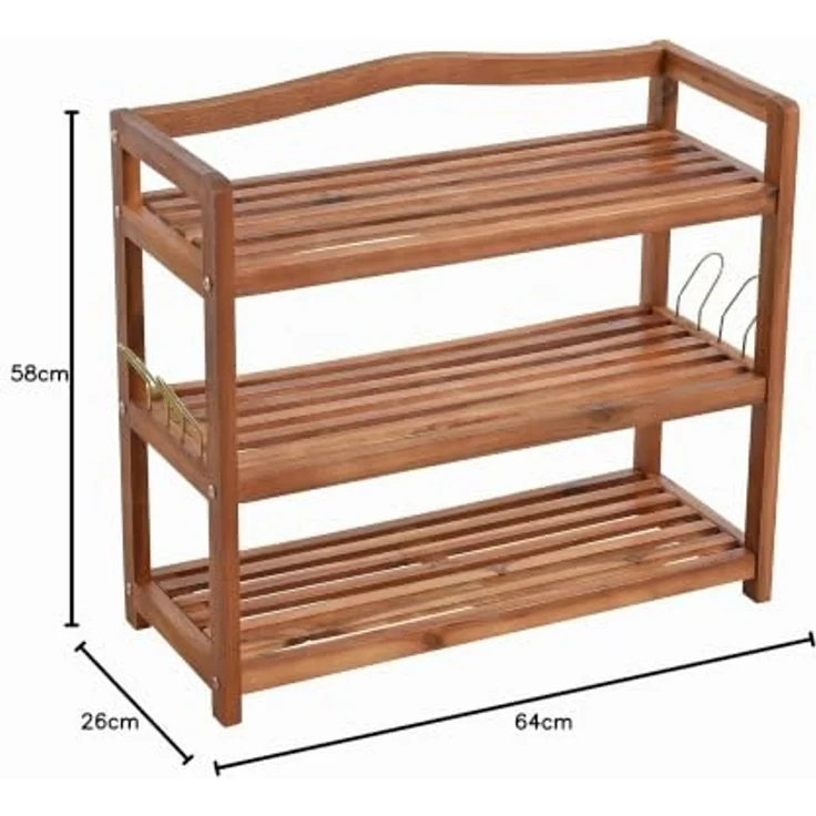 Holz Schuhregal Schuhschrank Schuhablage Holzregal Schrank Ablage Akazie Massiv – Bild 6