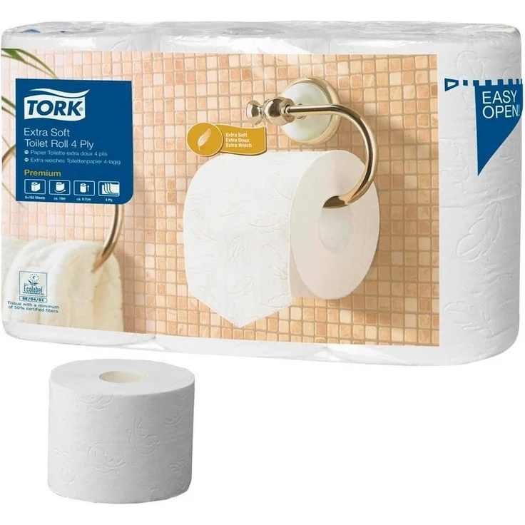 TORK Toilettenpapier 42 Rollen Toilettenpapier T4 Premium Extra Soft 4-lagig - weiß, 4-lagig, extra weich – Bild 3