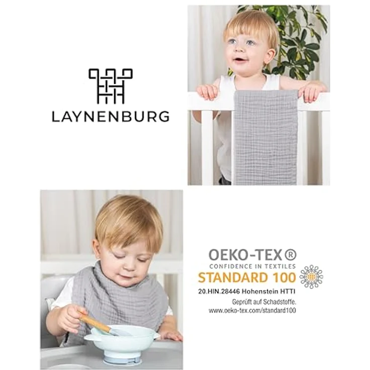 Laynenburg Spucktuch Baby 10er-Set in 30x50cm aus extra weichem Musselin - 100% Baumwolle, Musselin-tücher als Mulltücher, Mullwindeln oder Stoffwindeln – Bild 8