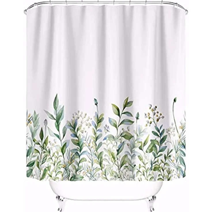 M&W DAS DESIGN Duschvorhang M&W DAS DESIGN Duschvorhang Vintage Garden Pflanzen Textil gelb grün Breite 120 cm – Bild 4
