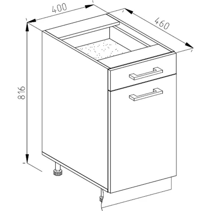 Küchenunterschrank R-Line Goldkraft Eiche 40 cm ohne Arbeitsplatte Vicco – Bild 3