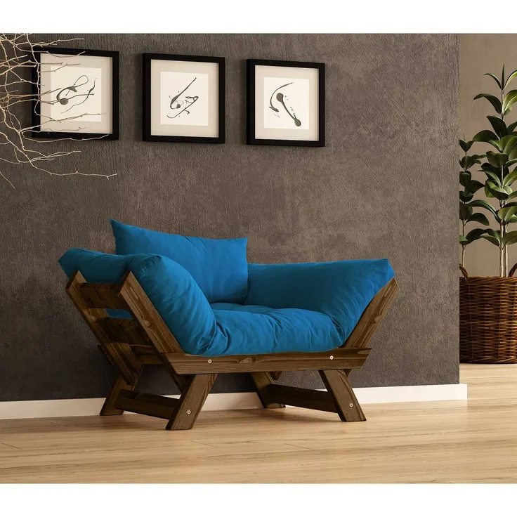 Skye Decor 'CPT8136-140' Garten-Sessel, Walnuss / Blau, 108-140 x 75 cm