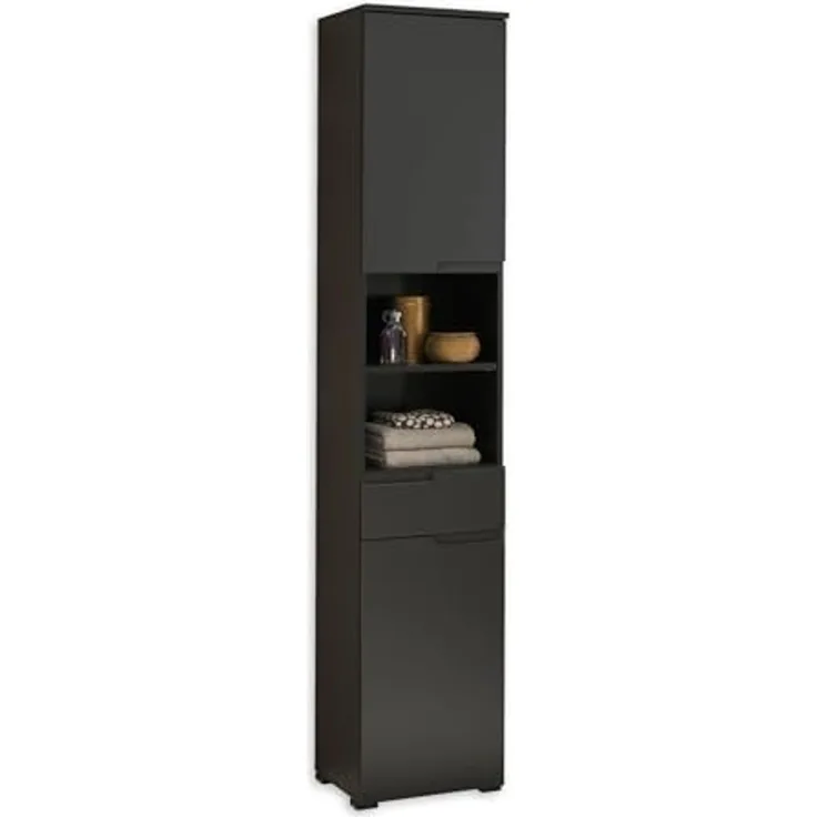 Hochschrank >Spice< in Schwarz matt aus Holzwerkstoff - 40x191x32cm (BxHxT)