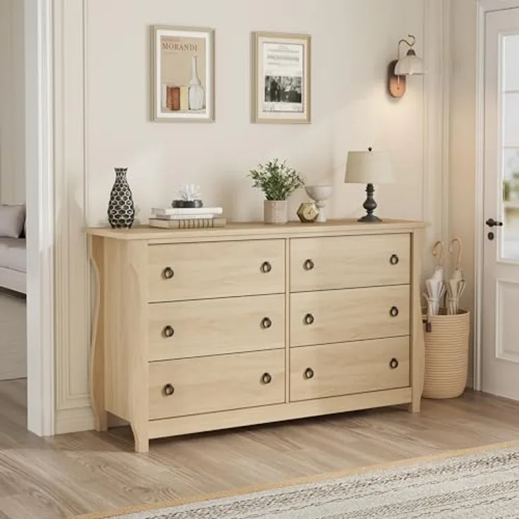 GarveeHome Kommode Für Das Schlafzimmer, Moderne Schubladenschrank Holz Mit 7 Schubladen Und Schwarzen Ringgriffen, Weißer Aufbewahrungskasten Für Wohnzimmer Und Flur, 137 x 40 x 76 cm