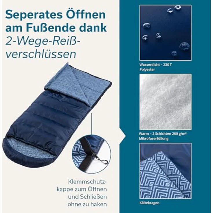 Skandika Kinderschlafsack Dundee Junior, Baumwolle, wasserabweisend, 3 Jahreszeiten, für Kinder, bis -15 °C – Bild 4