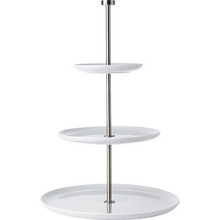 ASA Selection Grande Etagere Flach, 3 stufig, Keramik / Edelstahl, Weiß, H 47 cm, 92151146