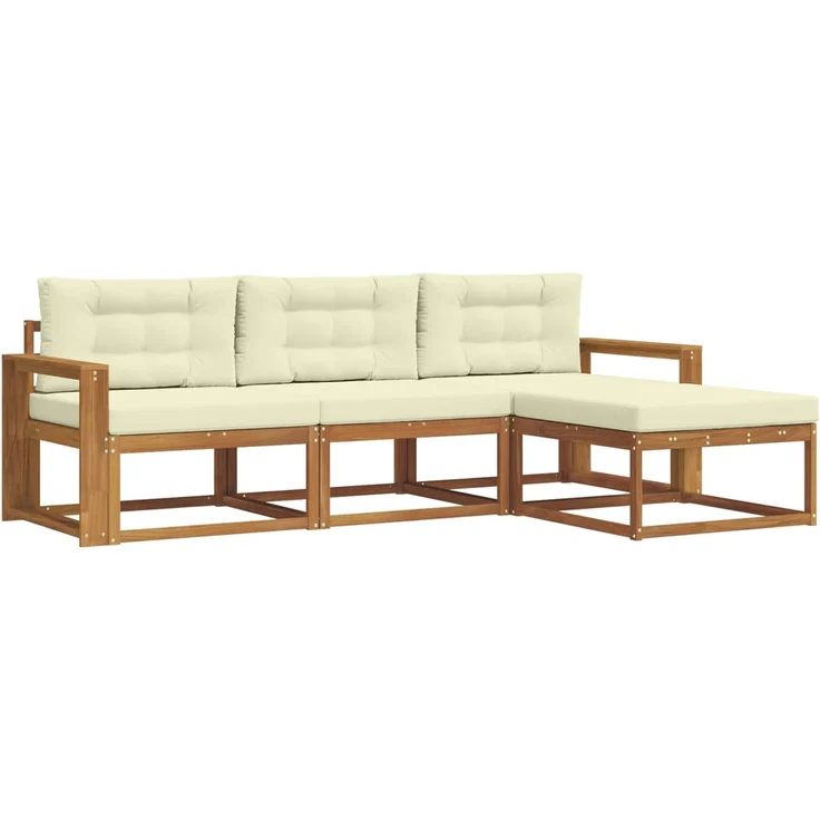 vidaXL Outdoor-Sofagarnitur 4 stk. 4-Sitzer Natur und Creme 3367408 – Bild 2