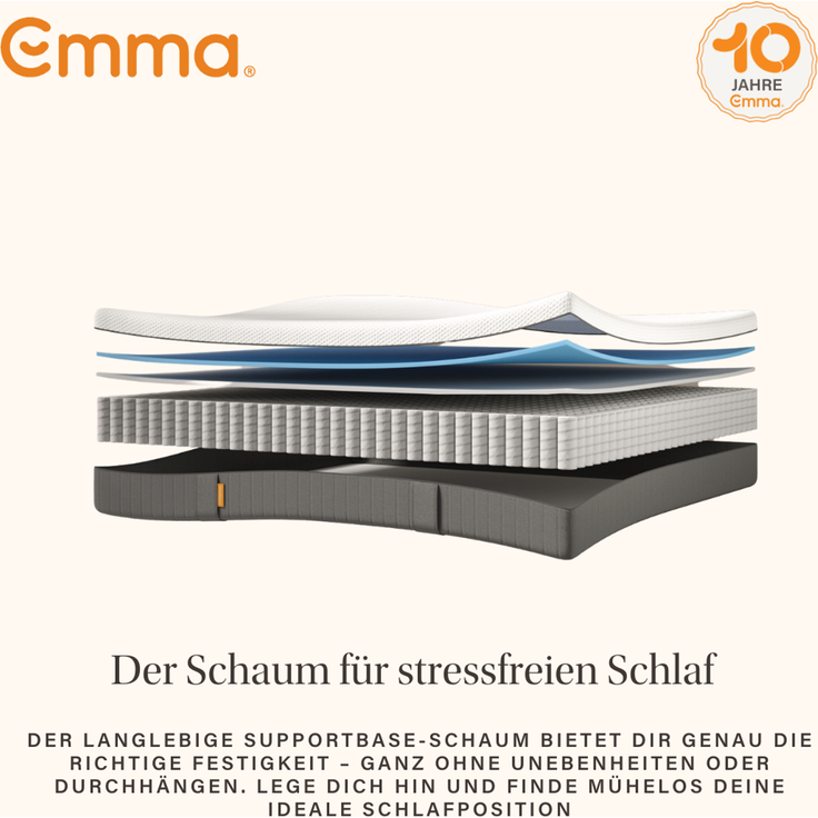 Emma 'Original v2' Taschenfederkern-Matratze, 90x200 cm, 85 % Polyester / 15 % Polypropylen, Weiß – Bild 6