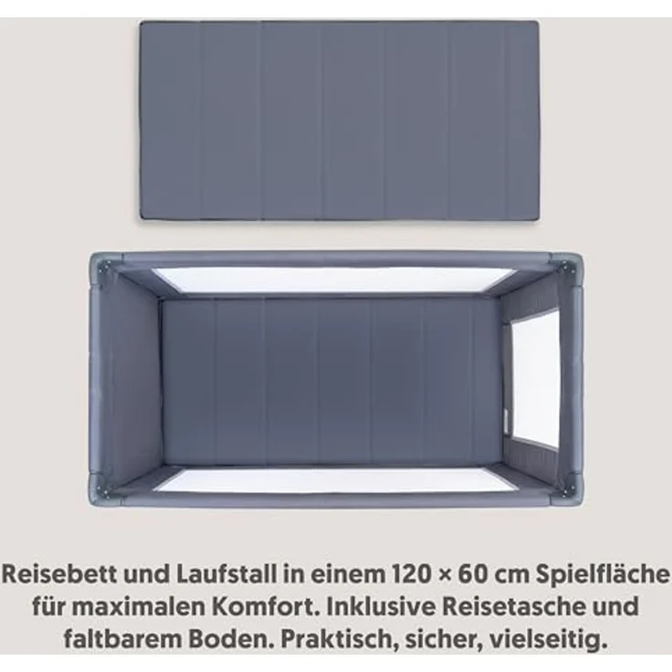 Interbaby Reisebett Baby klappbar mit Rollen 120x60 cm – Baby Reisebett mit Transporttasche, leicht faltbar, Kinderreisebett & Laufstall, Reisegitterbett bis 15 kg (Grau) – Bild 7