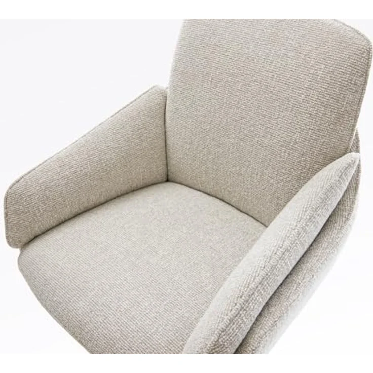 Barstuhl Luan-Flex Webstoff Soft Beige Drehfuß höhenverstellbar Edelstahl Silberfarben – Bild 5