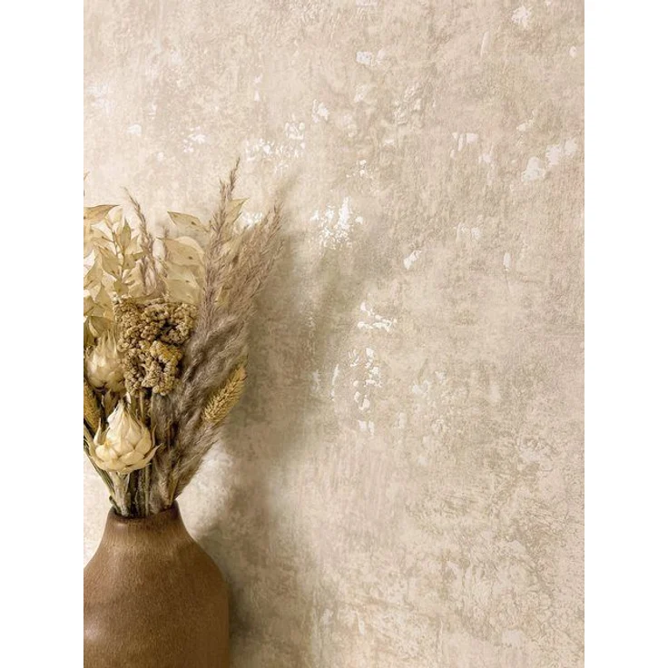 Newroom Vliestapete, Beige Tapete Modern Beton - Betonwand Glanztapete Creme Industrial Glamour Zement Metallic für Wohnzimmer Schlafzimmer Küche – Bild 3