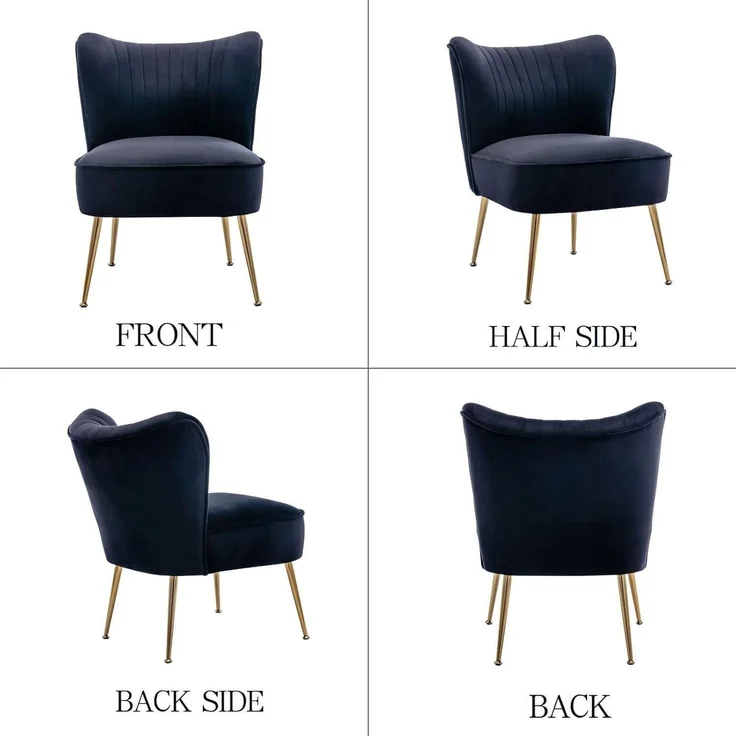 Sessel Samt Loungesessel Ohrensessel Metallbeine Lesesessel Schwarz – Bild 8
