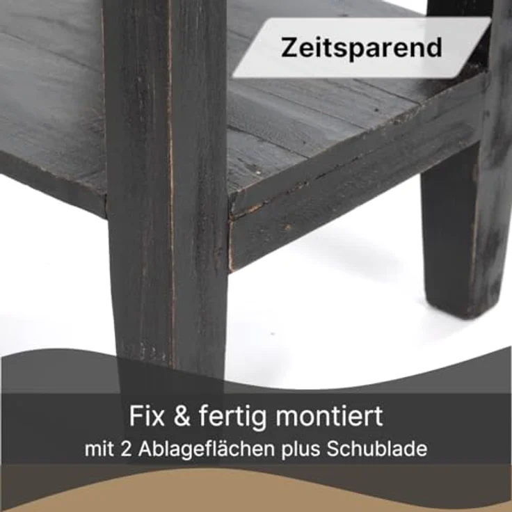 DESIGN DELIGHTS Telefontisch TELEFONTISCH "DRAWER 65", Altholz massiv, 65x31x31 cm, Beistelltisch – Bild 6