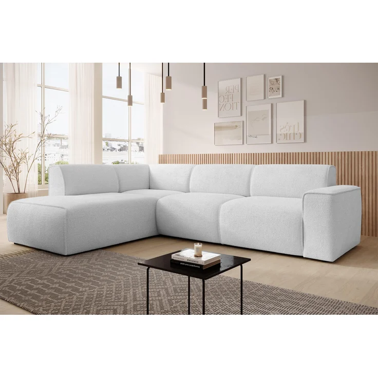 AX LIVING Couch Sofa L Form Didim L Perlweiß 292 stilvoll & bequem L