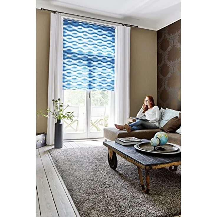 Lichtblick Sonnenschutzsysteme GmbH Doppelrollo Stockholm 110 cm x 150 cm (BxL) Petrol Duo Rollo in extravagantem Stil; Klemm- und schraubbar; Lichtdurchlässig und blickdicht – Bild 3