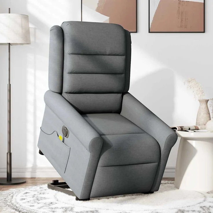 vidaXL Elektrischer Massagesessel mit Aufstehhilfe Dunkelgrau Stoff 3303345 – Bild 3
