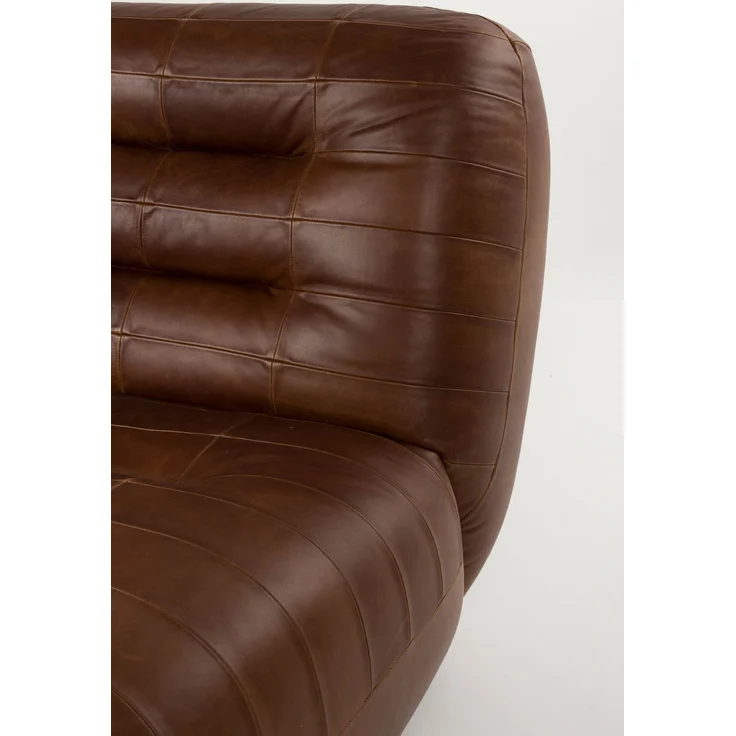 DutchBone Loungesessel Wyatt aus Leder in Schokobraun mit runden Holzbeinen Braun 87x101x70,5 cm – Bild 9