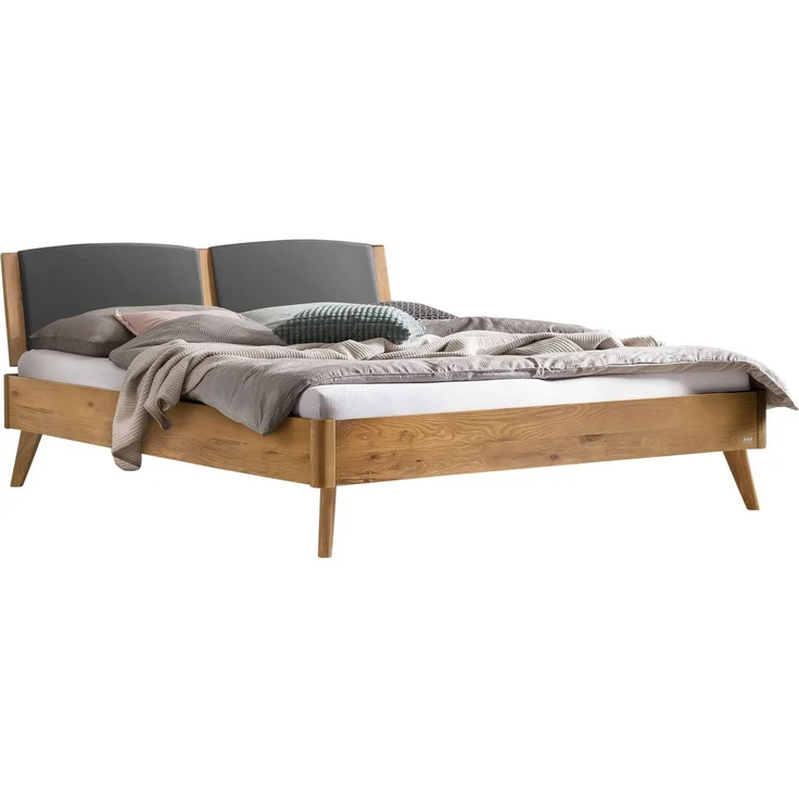Hasena Bett Mareto Wildeiche mit gepolstertem Kopfteil 200x220 cm, Fußhöhe 20 cm – Lounge – Bild 1