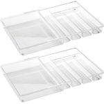 Besteckkasten Schubladen Organizer 2er Set ausziehbar mDesign transparent