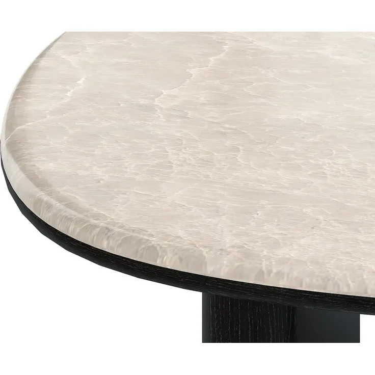 Vente-unique - CORMINA Couchtisch Marmor SchwarzBeige - B 74 cm x H 35,5 cm x L 97 cm – Bild 4