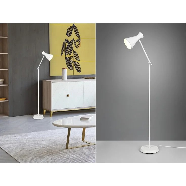 Stehleuchte ENZO mit Gelenk & Fußschalter in Weiß - Höhe 150cm