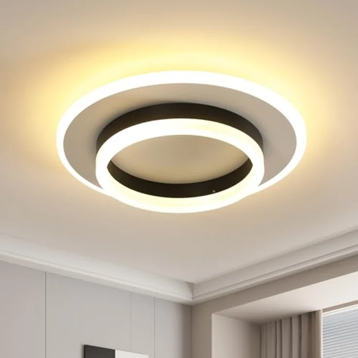 Goeco Deckenlampe LED, 28W Deckenleuchte Modern Rund, 3000K Warmweiß, Deckenbeleuchtung Schlafzimmer, Flur, Küche, Balkon, Weiß und Schwarz – Bild 10